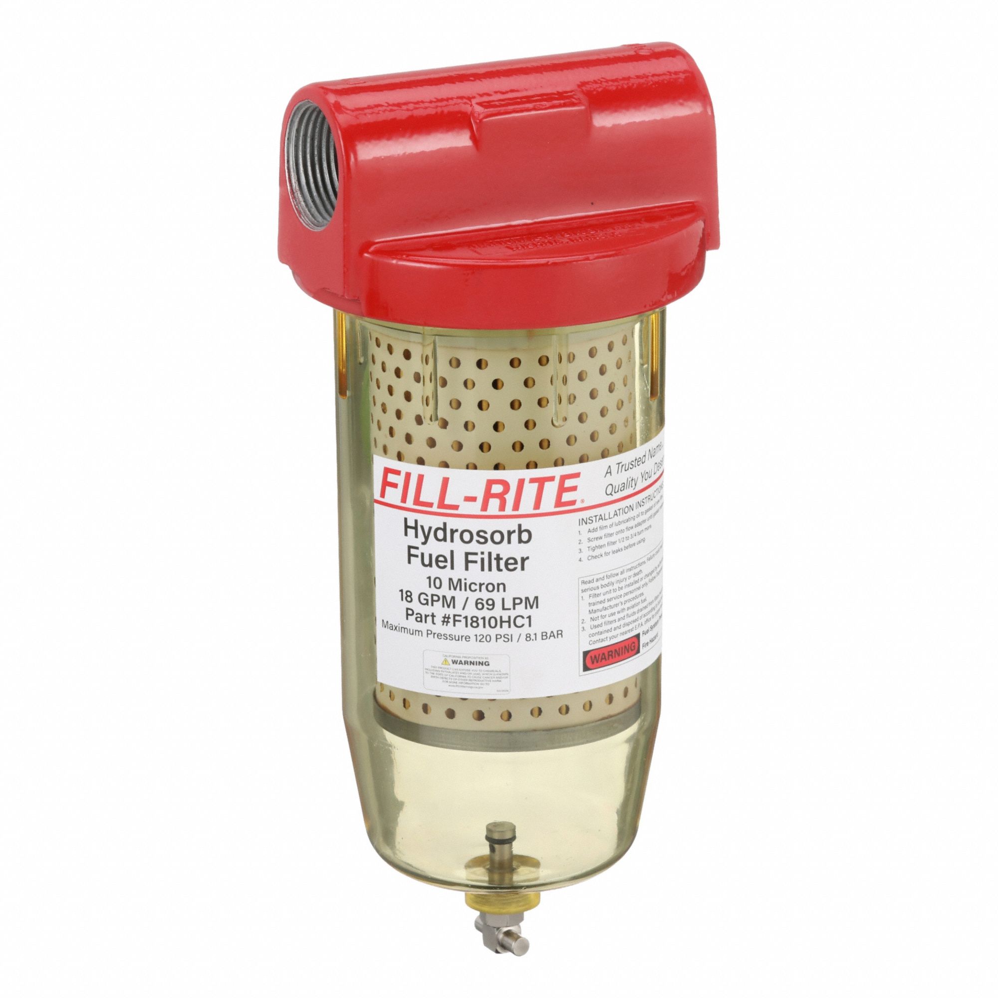 Fuel Filter: Particulate, Repl Filter, Particulate, 10 micron Filter Rating, Steel