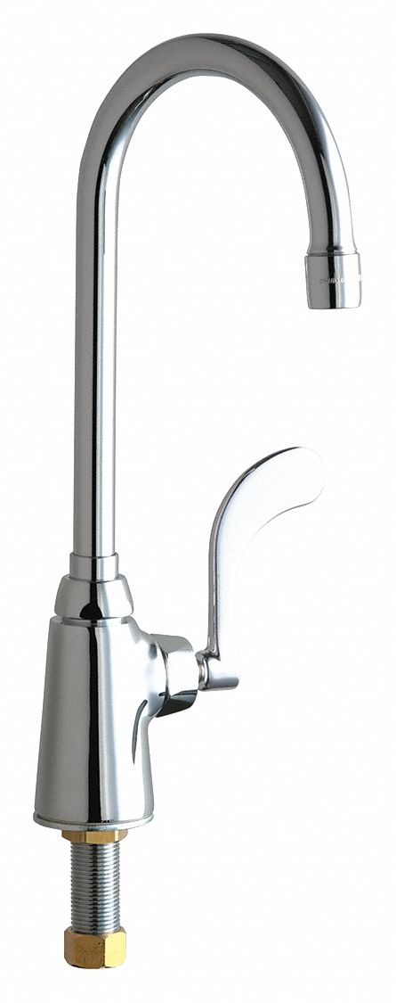 GOOSENECK BAR FAUCET: CHICAGO FAUCETS, 350, CHROME FINISH, 1.5 GPM FLOW RATE