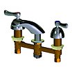 Low-Arc-Spout Dual-Lever-Handle Three-Hole Widespread Deck-Mount Bathroom Faucets image
