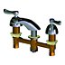 Low-Arc-Spout Dual-Lever-Handle Three-Hole Widespread Deck-Mount Bathroom Faucets