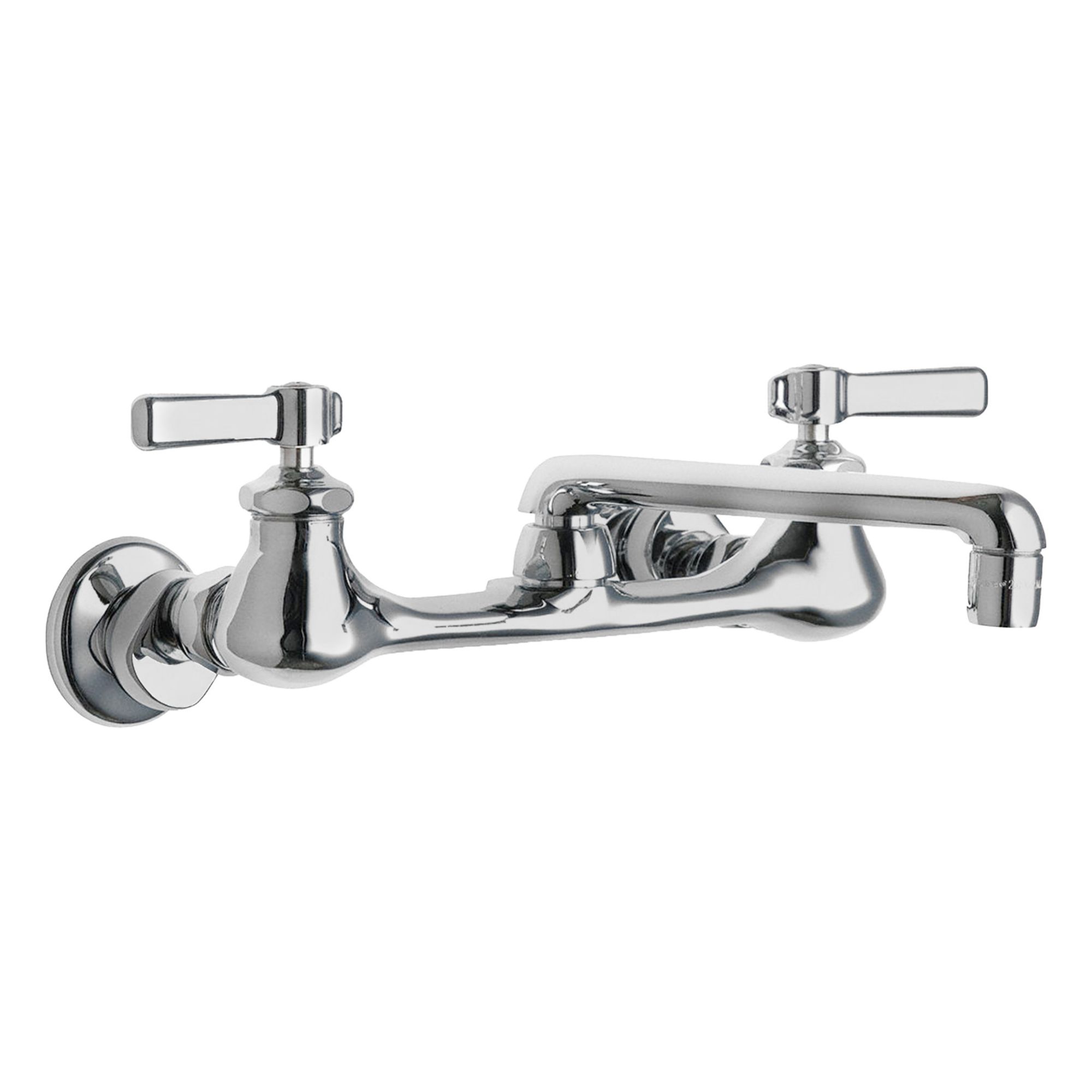 Straight Kitchen Faucet: 540, Cast Brass, Widespread, Wall, 2 Mounting Holes, Lever