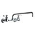 Low-Arc-Spout Dual-Lever-Handle Two-Hole Widespread Wall-Mount Kitchen Sink Faucets