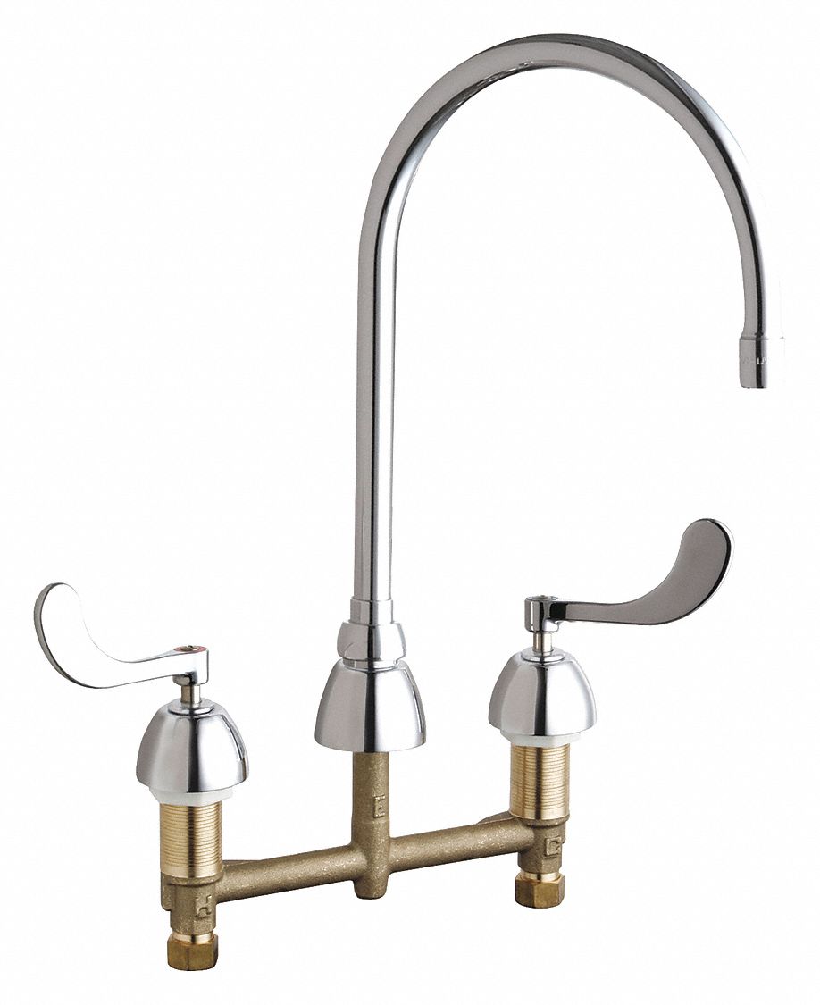 GOOSENECK KITCHEN/BATHROOM FAUCET: CHICAGO FAUCETS, 786, CHROME FINISH, 0.5 GPM FLOW RATE