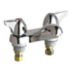 Low-Arc-Spout Dual-Dome-Lever-Handle Three-Hole Widespread Deck-Mount Bathroom Faucets
