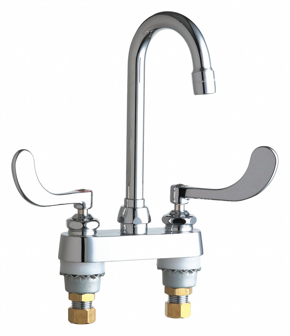 GOOSENECK KITCHEN/BATHROOM FAUCET: CHICAGO FAUCETS, 895, CHROME FINISH, 2.2 GPM FLOW RATE