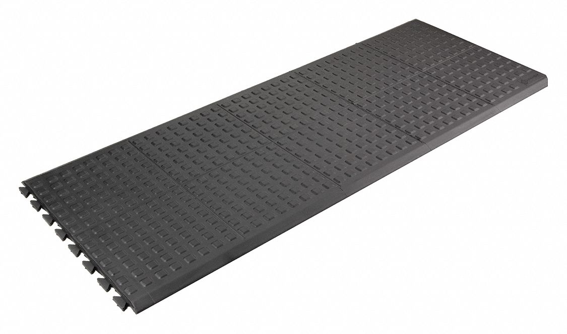 REJUVENATOR INTERLOCKING ANTIFATIGUE MAT CENTRE TILE, 2 X 5 FT, BLACK