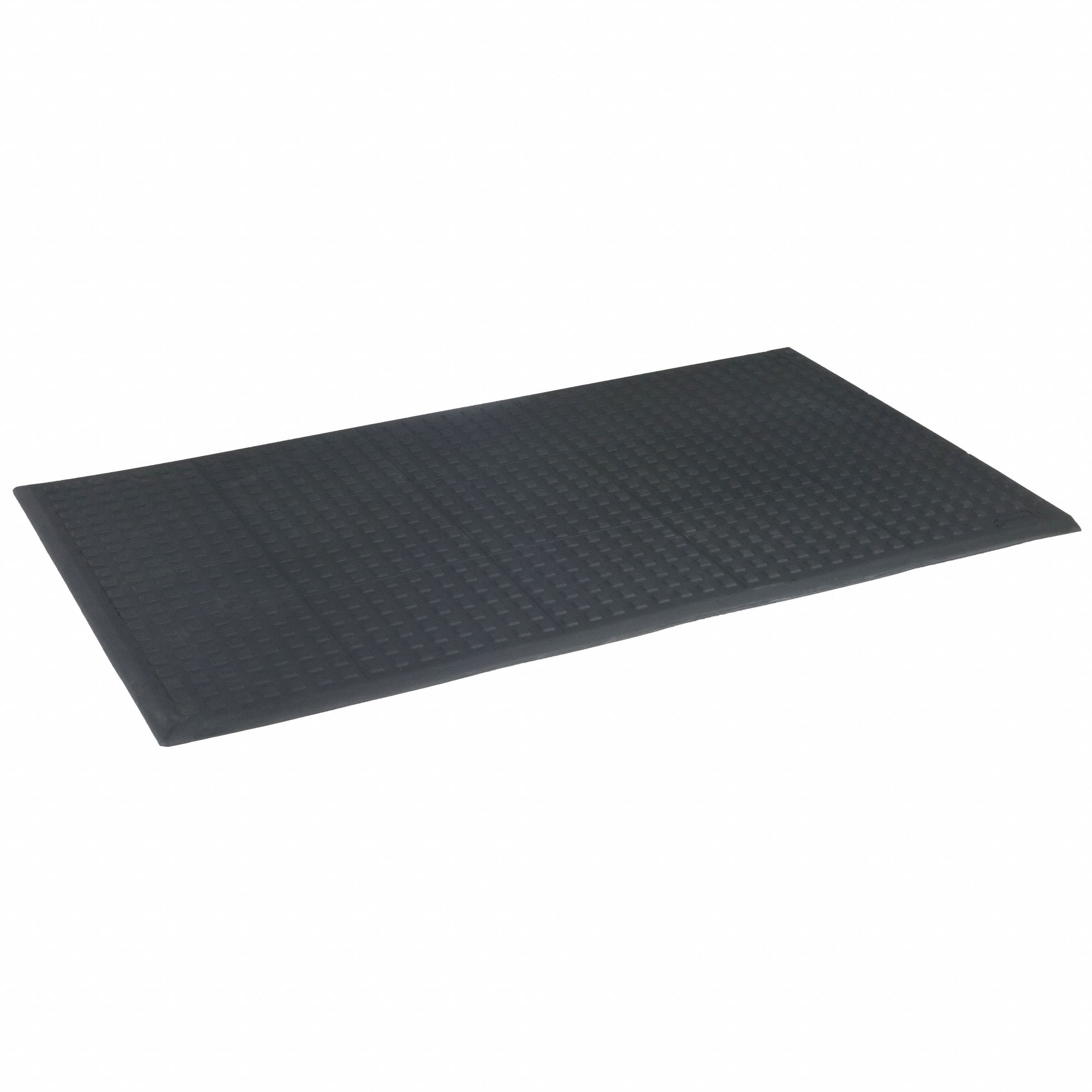 INTERLOCKING ANTIFATIGUE MAT END TILE, FEMALE, 3 X 5 FT, BLACK