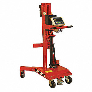 DRUM CARRIER,HYDRAULIC,W/SCALE,FOR STEEL/POLY/FIBRE DRUMS,MAX LIFT 74 IN,48 X 42 IN,STEEL/PHENOLIC