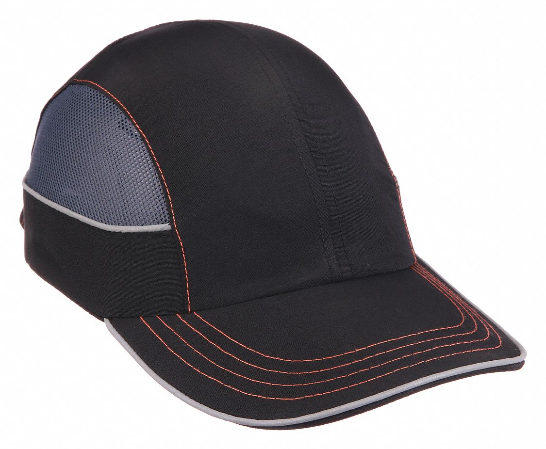 Bump Cap, Front Brim, Hook-and-Loop, Black