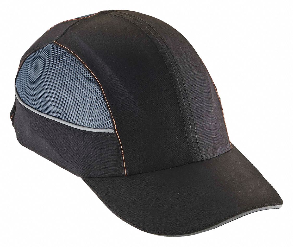 Bump Cap: Long Brim Baseball Head Protection, Black, Hook-and-Loop, One Size Fits Most Fits Hat Size