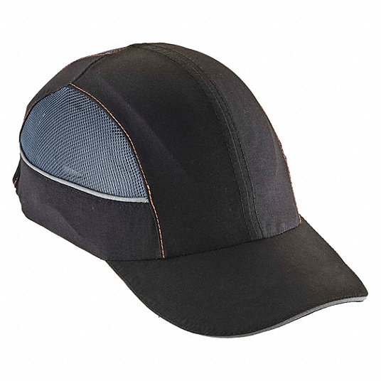 Bump Cap: Long Brim Baseball Head Protection, Black, Hook-and-Loop, One Size Fits Most Fits Hat Size