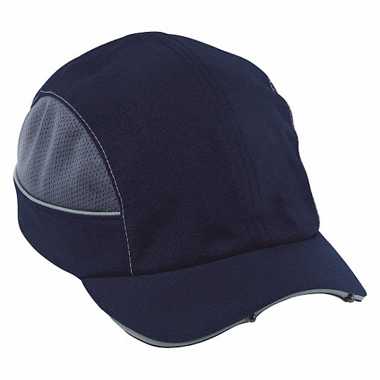 Bump Cap: Short Brim Baseball Head Protection, Dark Blue, Hook-and-Loop, Head Protection Venting