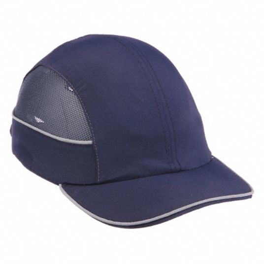 Bump Cap: Dark Blue, Hook-and-Loop, Head Protection Venting, ABS, SKULLERZ  BY ERGODYNE, Basic Colors