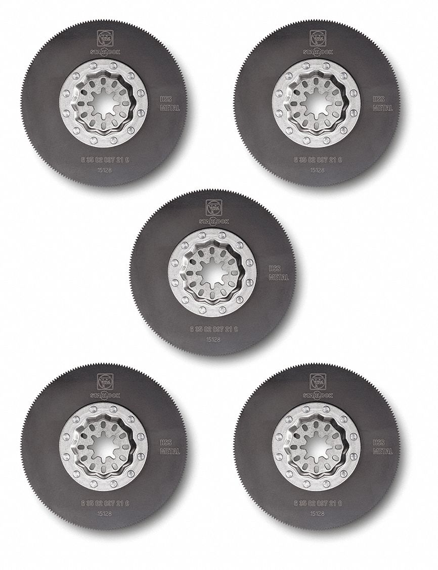 Oscillating Tool Blade: 3 3/8 in Blade Wd, 3 3/8 in Overall Lg, Long Cutting, 5 PK