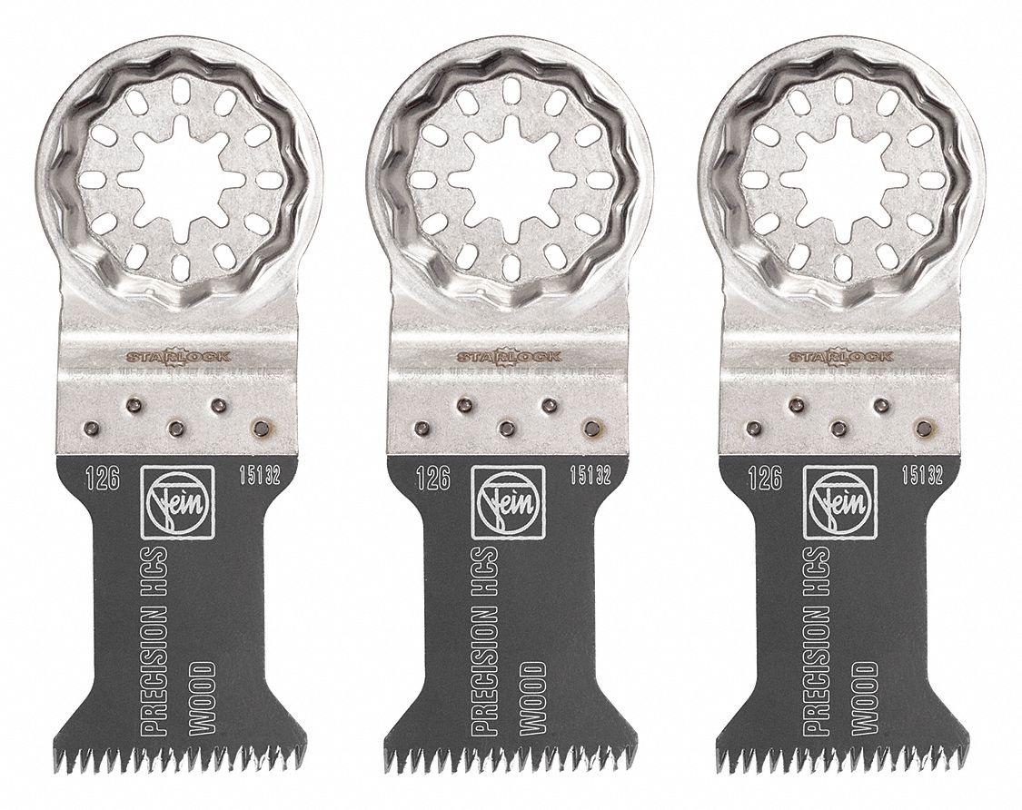 Oscillating Tool Blade: 1 1/8 in Blade Wd, 3 13/16 in Overall Lg, Precision Cutting, 3 PK