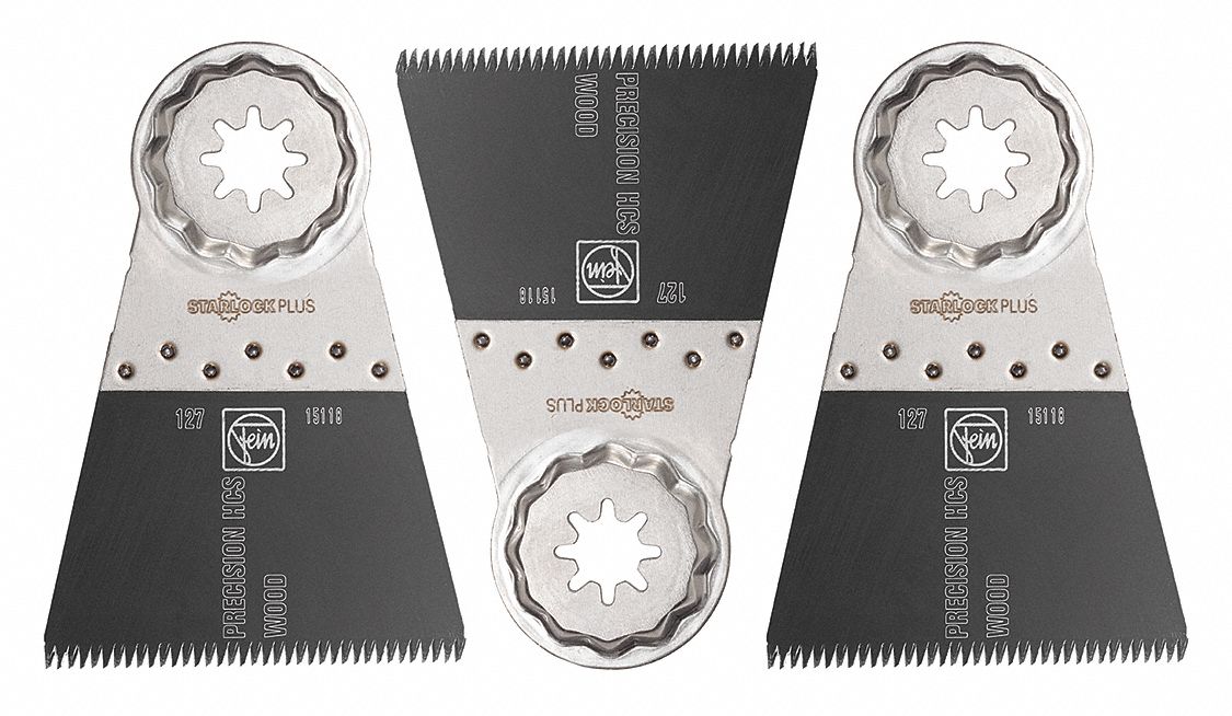 Oscillating Tool Blade: 2 1/2 in Blade Wd, 3 13/16 in Overall Lg, Precision Cutting, 3 PK