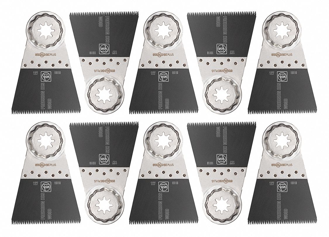 Oscillating Tool Blade: 2 1/2 in Blade Wd, 3 13/16 in Overall Lg, Precision Cutting, 10 PK