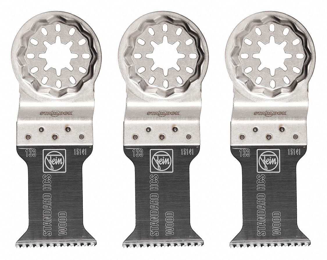 Oscillating Tool Blade: 1 3/8 in Blade Wd, 3 13/16 in Overall Lg, Precision Cutting, 3 PK