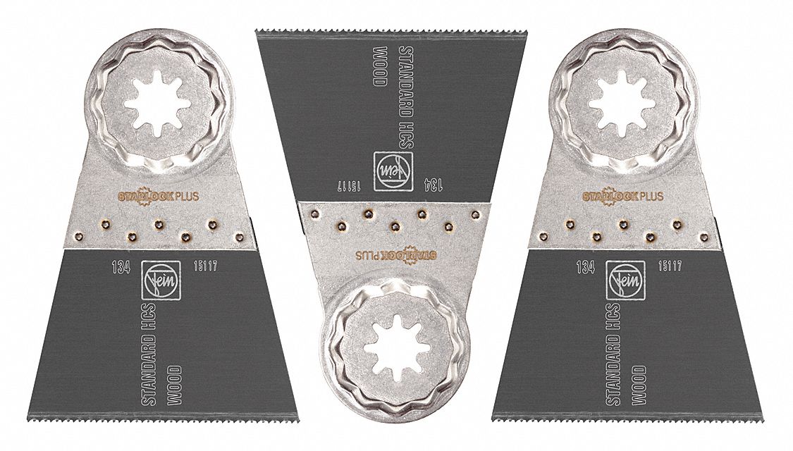 Oscillating Tool Blade: 2 1/2 in Blade Wd, 3 13/16 in Overall Lg, Straight Cutting, 3 PK