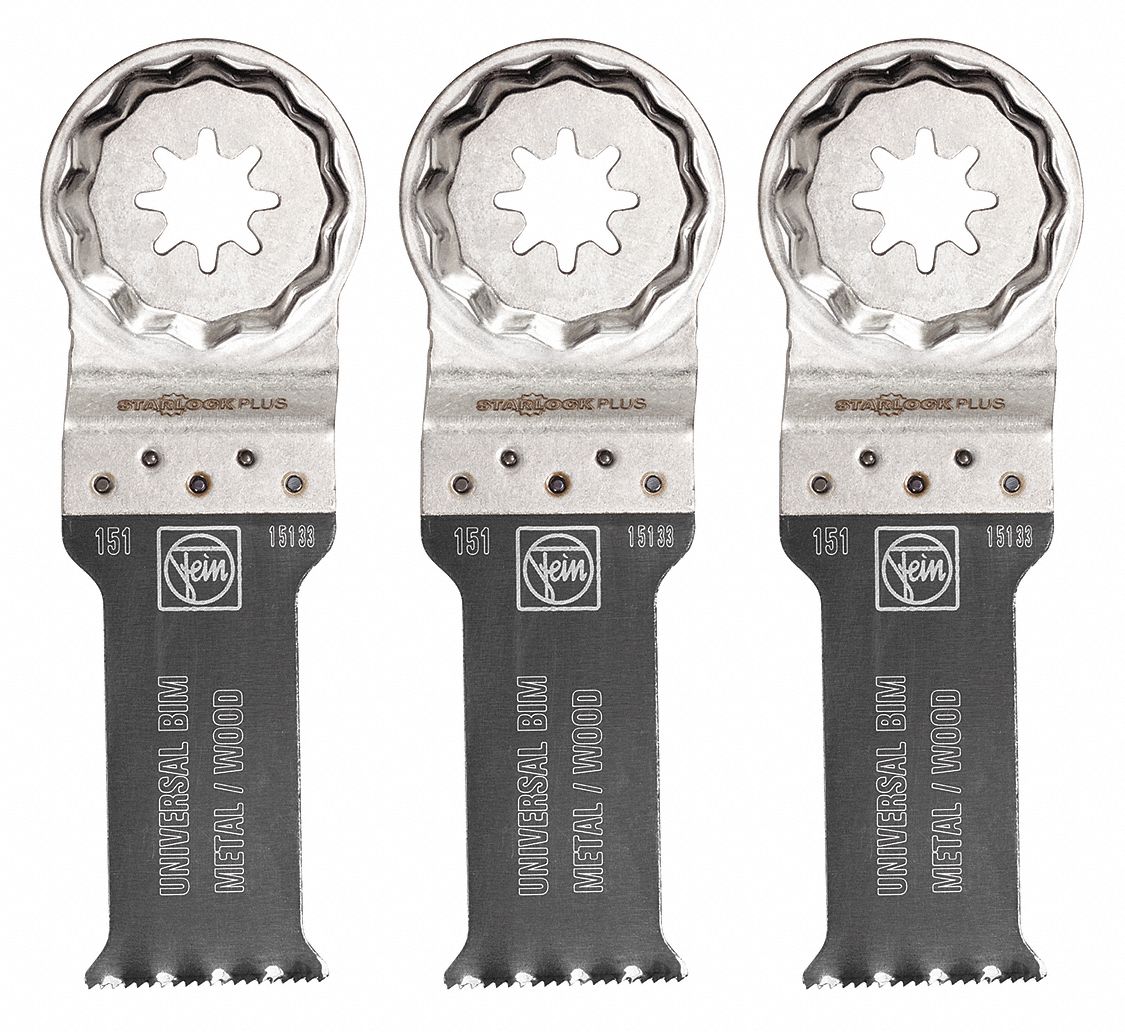 Oscillating Tool Blade: 1 1/8 in Blade Wd, 4 5/16 in Overall Lg, Bi-Metal, 3 Pieces, 3 PK