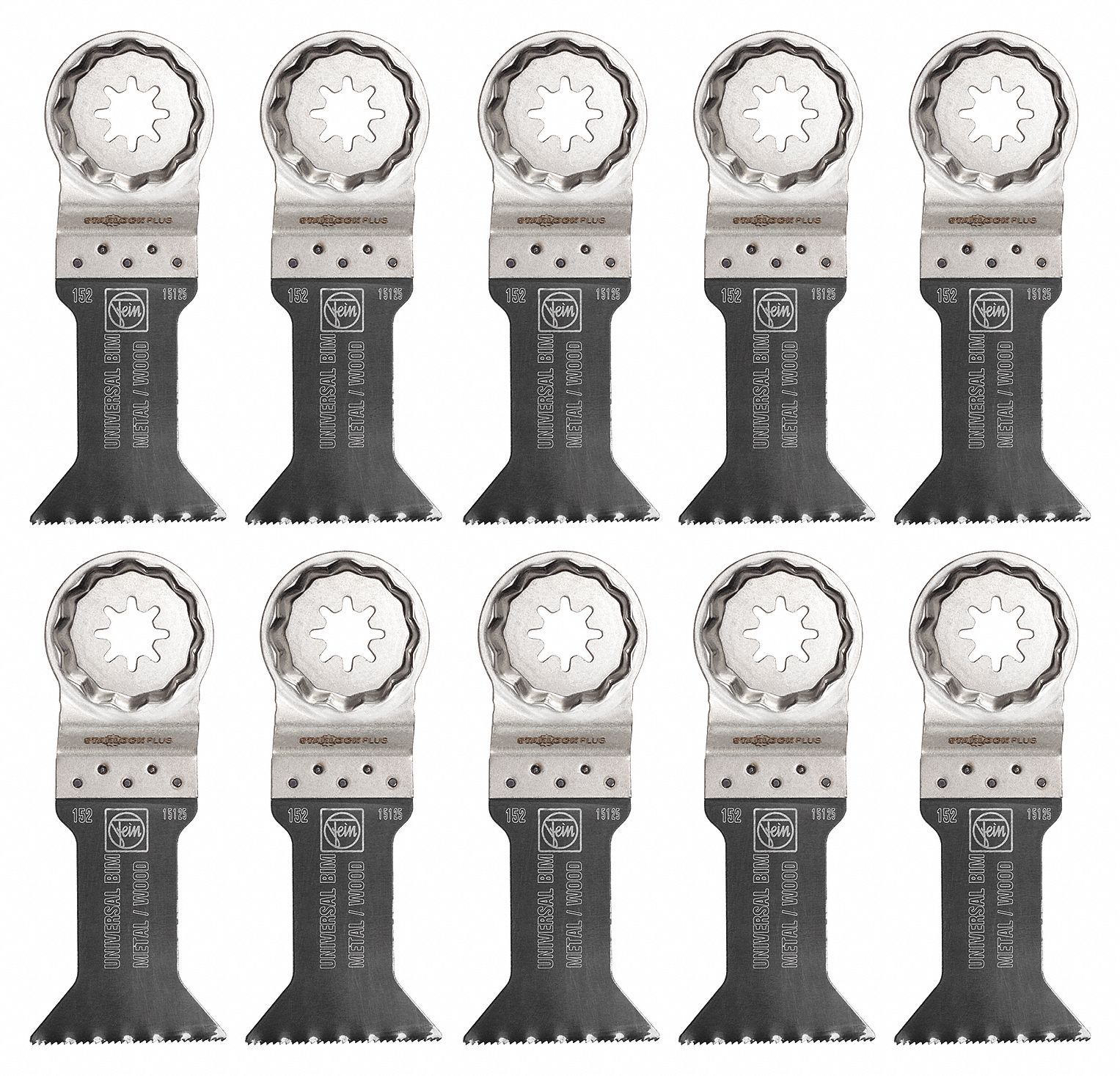 Oscillating Tool Blade: 1 3/4 in Blade Wd, 4 5/16 in Overall Lg, Bi-Metal, 10 Pieces, 10 PK