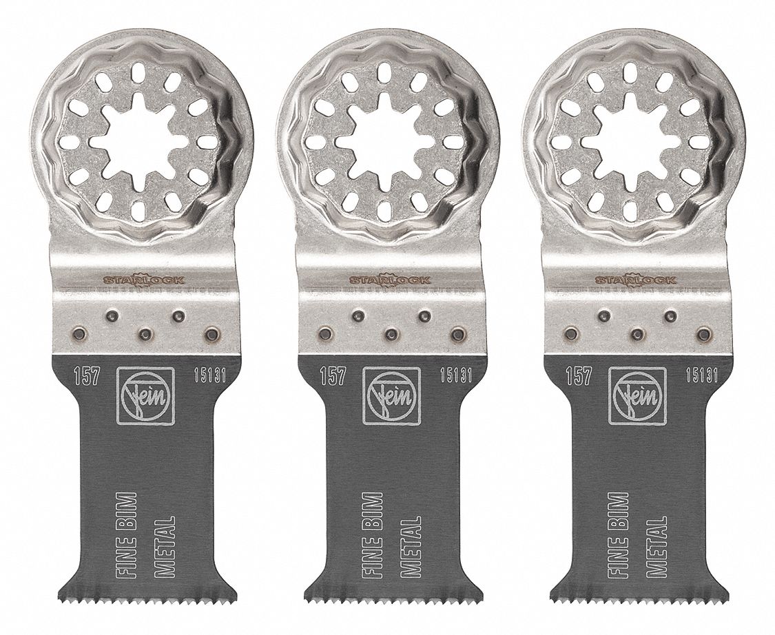 Oscillating Tool Blade: 1 1/8 in Blade Wd, 2 in Overall Lg, Bi-Metal, Starlock Connection, 3 PK