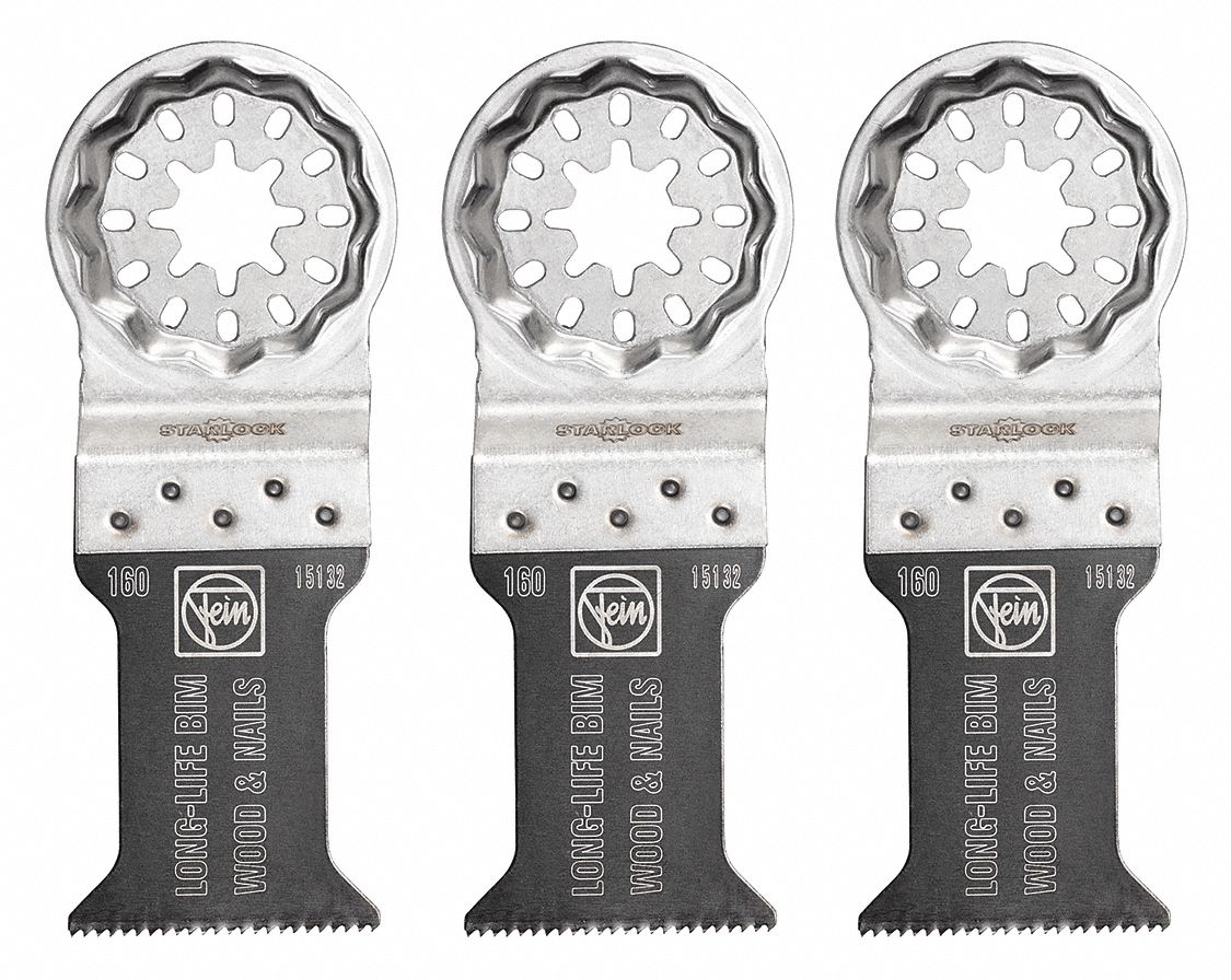 Oscillating Tool Blade: 1 3/8 in Blade Wd, 3 13/16 in Overall Lg, Bi-Metal, 3 Pieces, 3 PK