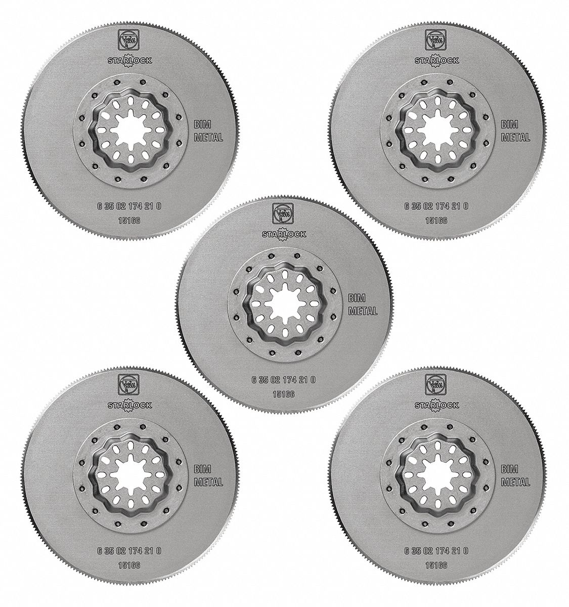 Oscillating Tool Blade: 3 3/8 in Blade Wd, 3 3/8 in Overall Lg, Long Cutting, Bi-Metal, 5 PK