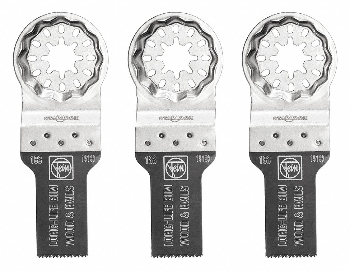 Oscillating Tool Blade: 3/4 in Blade Wd, 3 13/16 in Overall Lg, Bi-Metal, 3 Pieces, 3 PK
