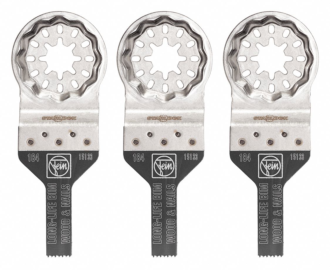 Oscillating Tool Blade: 3/8 in Blade Wd, 3 13/16 in Overall Lg, Bi-Metal, 3 Pieces, 3 PK