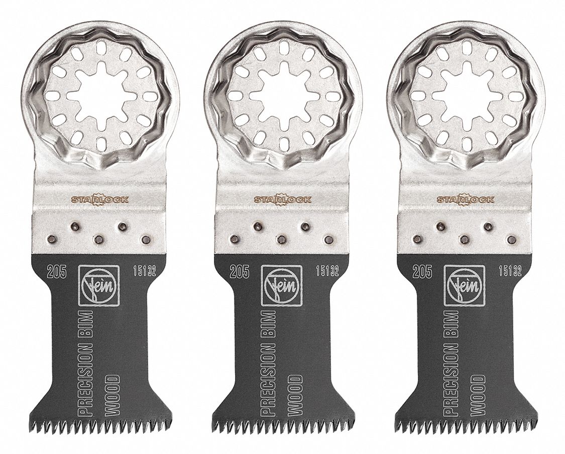 Oscillating Tool Blade: 1 3/8 in Blade Wd, 3 13/16 in Overall Lg, Precision Cutting, 3 PK