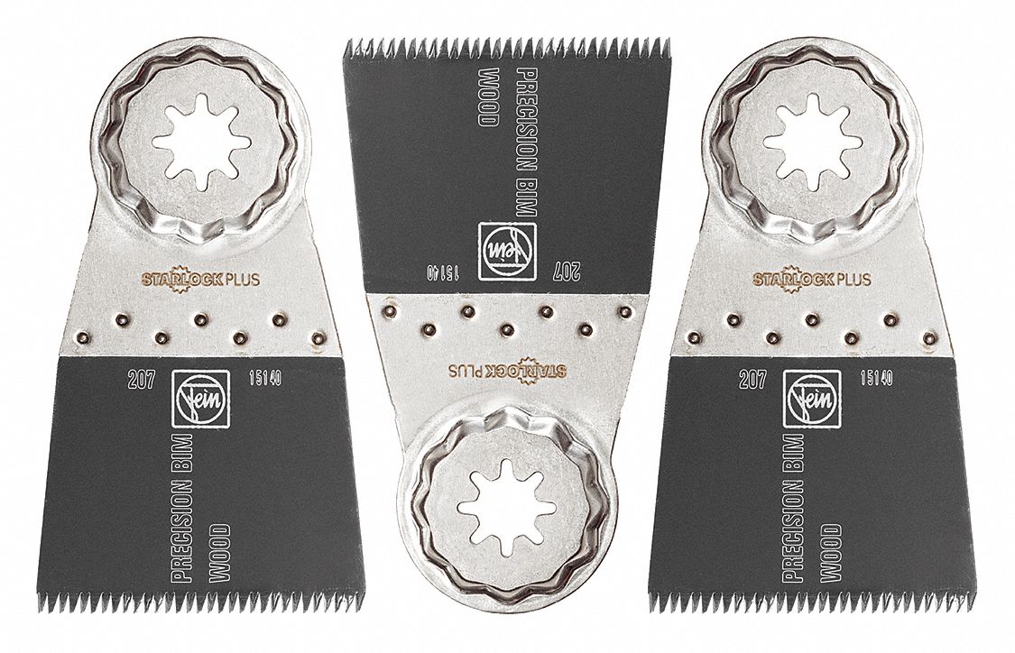 Oscillating Tool Blade: 2 in Blade Wd, 3 13/16 in Overall Lg, Precision Cutting, Bi-Metal, 3 PK