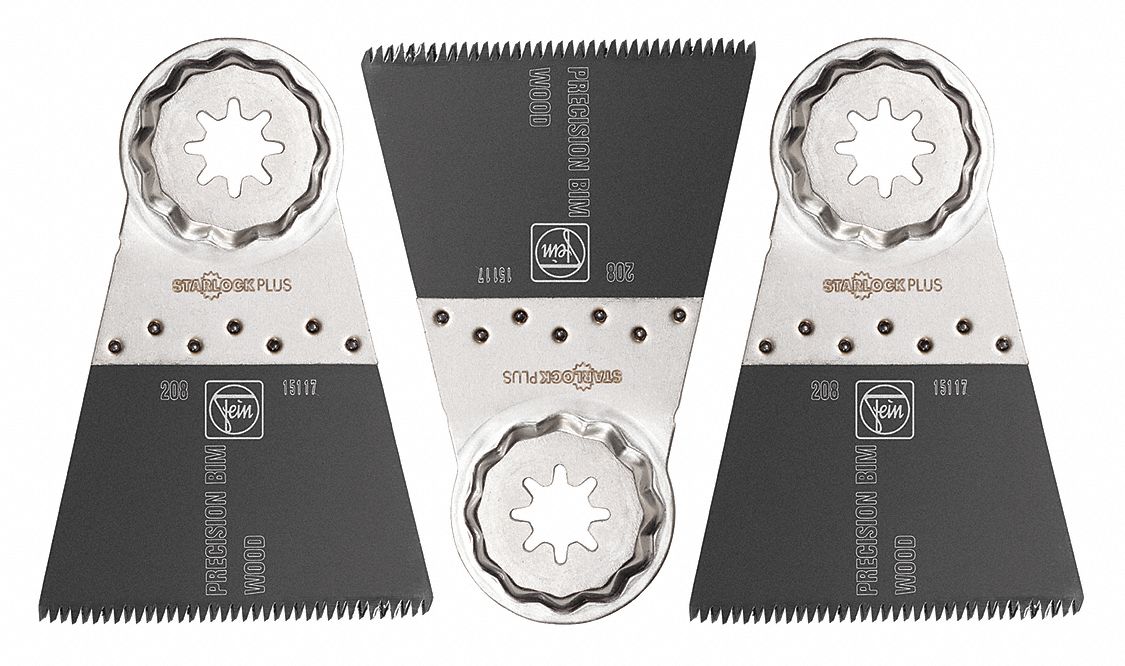 Oscillating Tool Blade: 2 1/2 in Blade Wd, 3 13/16 in Overall Lg, Precision Cutting, 3 PK