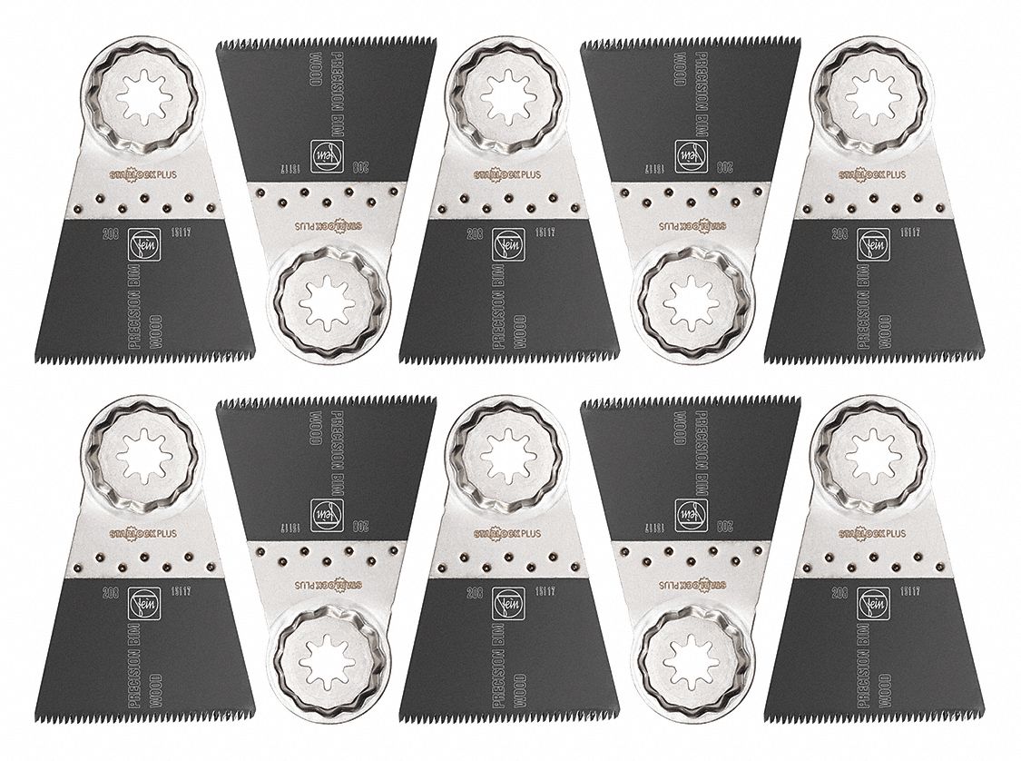 Oscillating Tool Blade: 2 1/2 in Blade Wd, 3 13/16 in Overall Lg, Precision Cutting, 10 PK