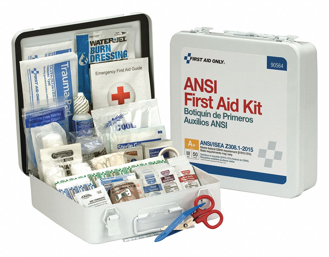 Kit de primeros auxilios a granel para 50 personas, ANSI B, tipo III,  estuche de plástico resistente a la intemperie – OSHA 2018 Kit de primeros