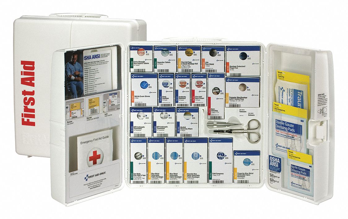 FIRST AID ONLY, 290 Components, ANSI/ISEA Z308.1-2021, First Aid Kit ...