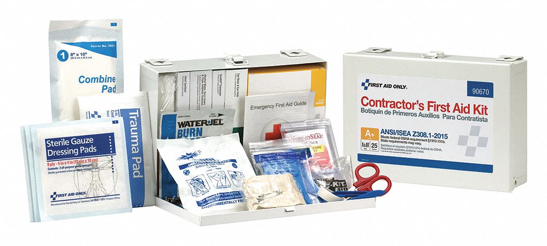 FIRST AID ONLY, 180 Components, ANSI/ISEA Z308.1-2015, First Aid Kit ...