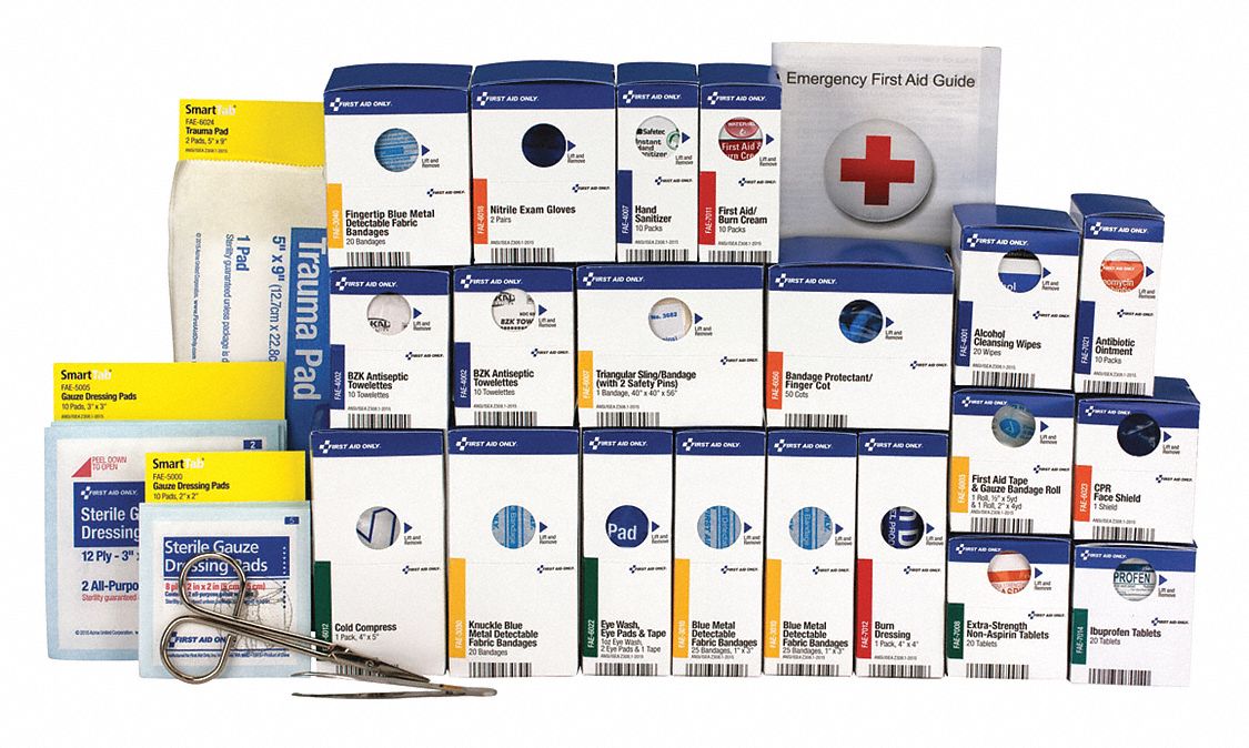 FIRST AID ONLY, Food Service, 50 People Served per Kit, First Aid Kit Refill 48ZE4490693