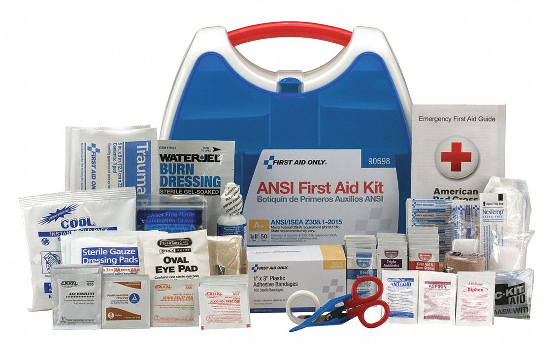 FIRST AID ONLY, 238 Components, ANSI/ISEA Z308.1-2015, First Aid Kit ...