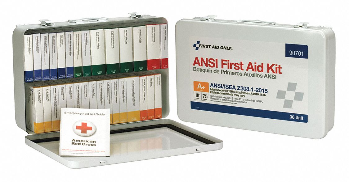 FIRST AID ONLY, 212 Components, ANSI/ISEA Z308.1-2015, First Aid Kit ...