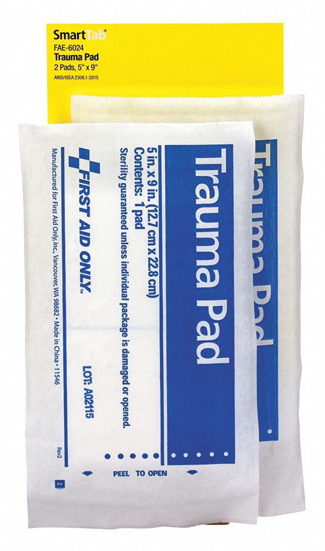 FIRST AID ONLY, Trauma Pad 48ZE52FAE6024 Grainger