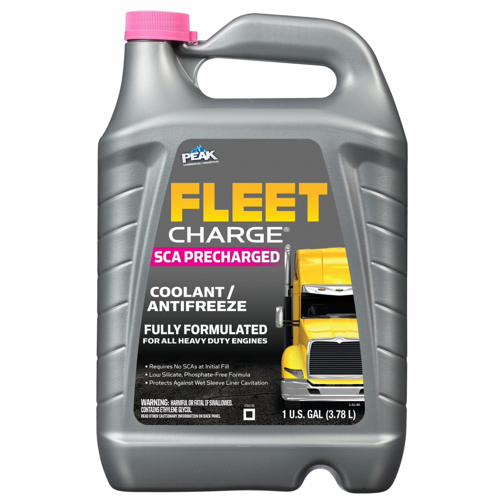 Antifreeze Coolant: 1 gal Size, Plastic Bottle, Concentrated, Pink, 7.5 pH pH, 50/50