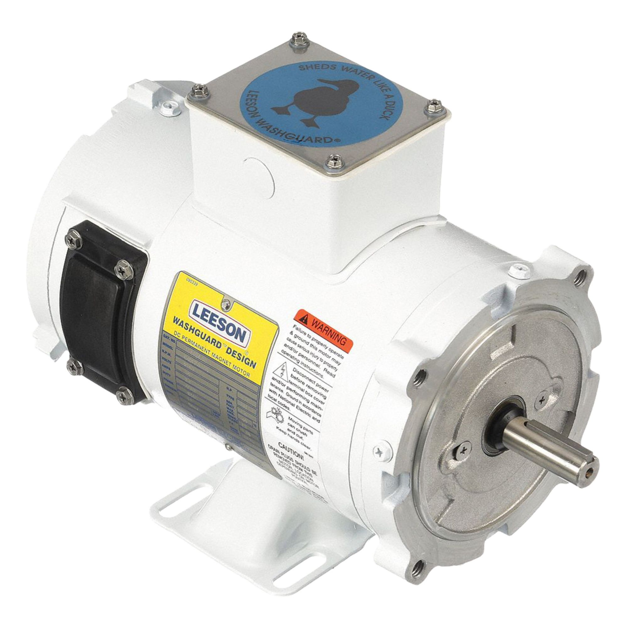 Washdown Motor: 1/3 hp, 1, 750 RPM, 56C Frame Size, Totally Enclosed Non-Ventilated, 90V DC
