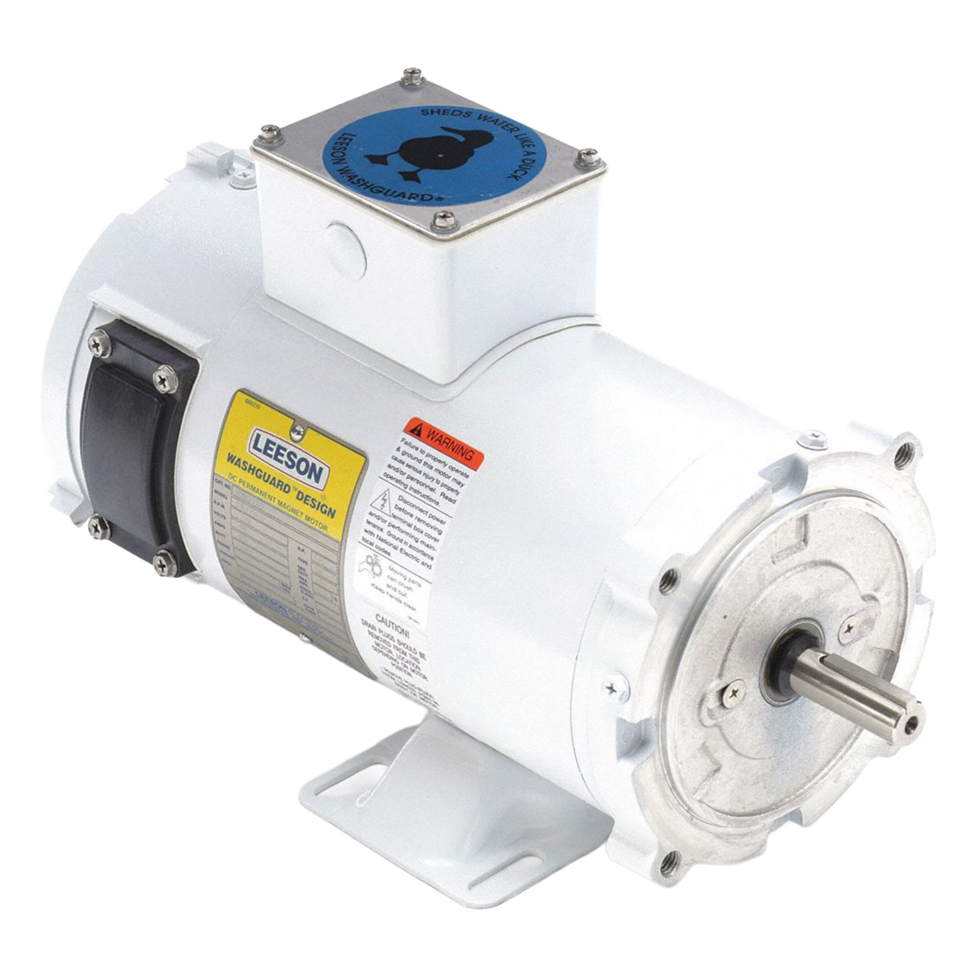 Washdown Motor: 1/2 hp, 1, 750 RPM, 56C Frame Size, Totally Enclosed Non-Ventilated, 180V DC