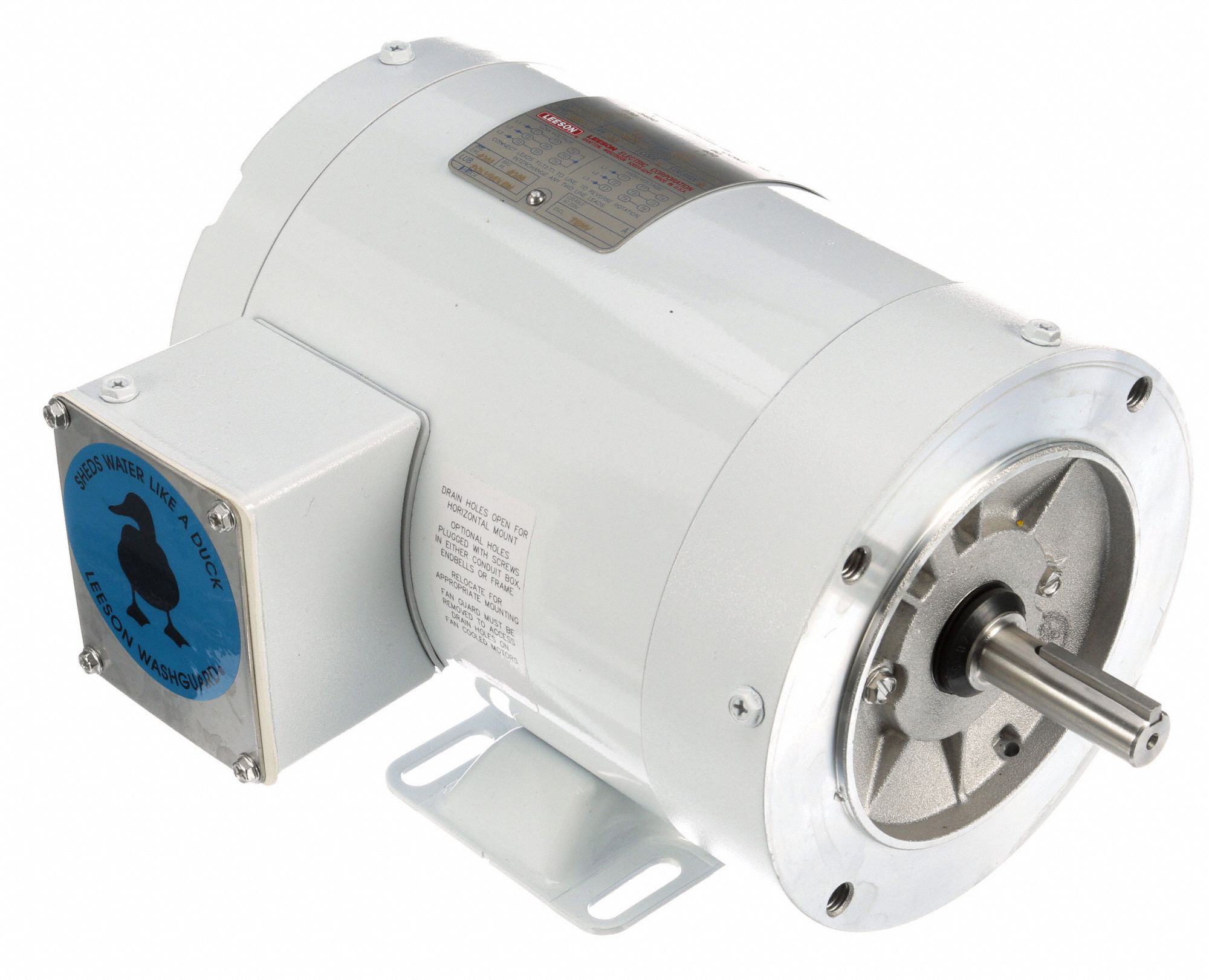 LEESON Washdown Motor, 1 HP, Epoxy Finish, 3Phase, Nameplate RPM 3,450