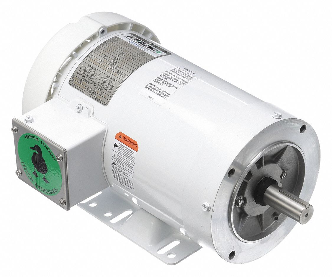 Washdown Motor: Three-Phase, 2 hp Horsepower, 1, 745 RPM RPM, 230/460V AC, 145TC Frame Size