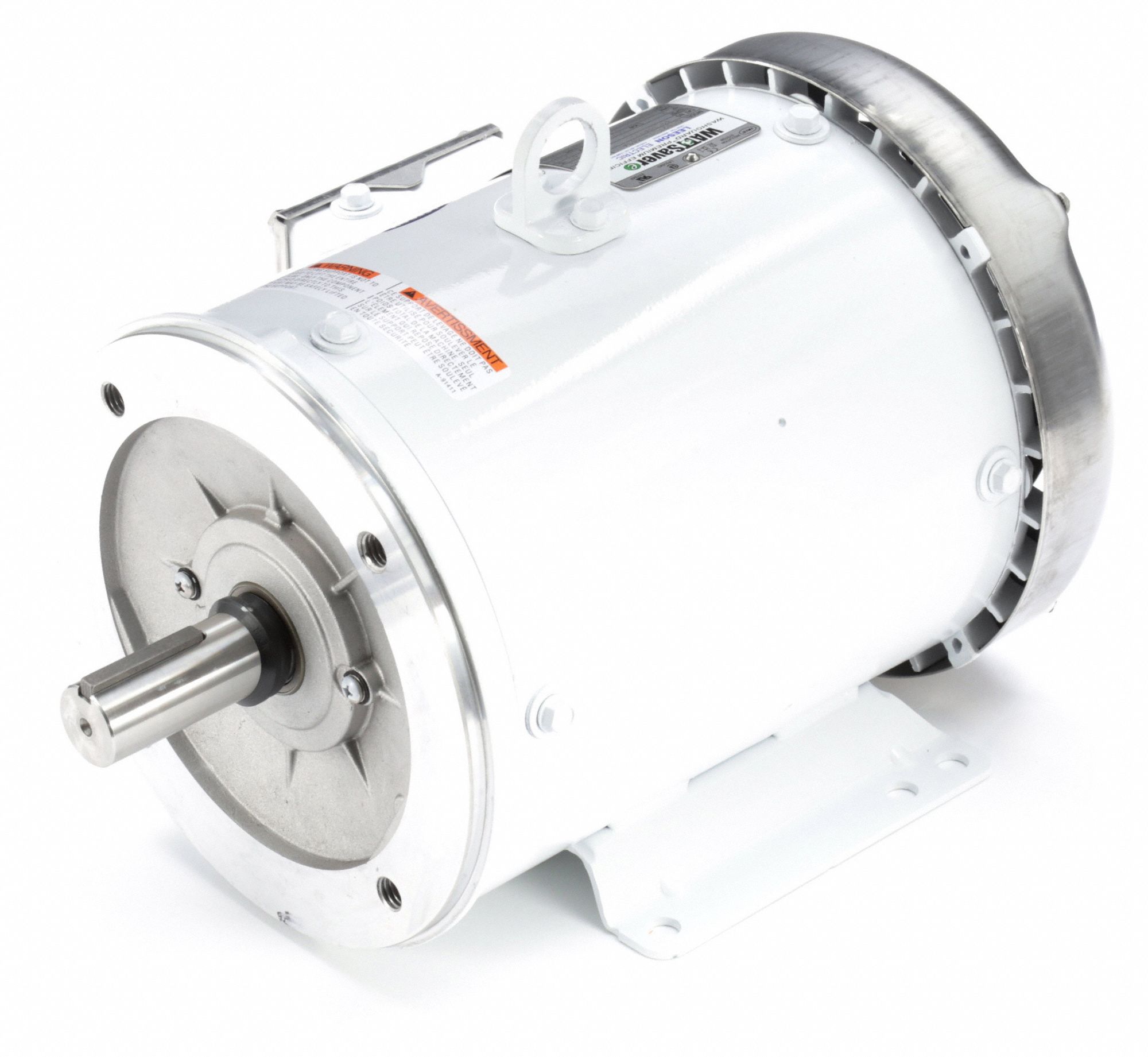 LEESON Washdown Brake Motor, 3 HP, Painted Finish, 3Phase, Nameplate