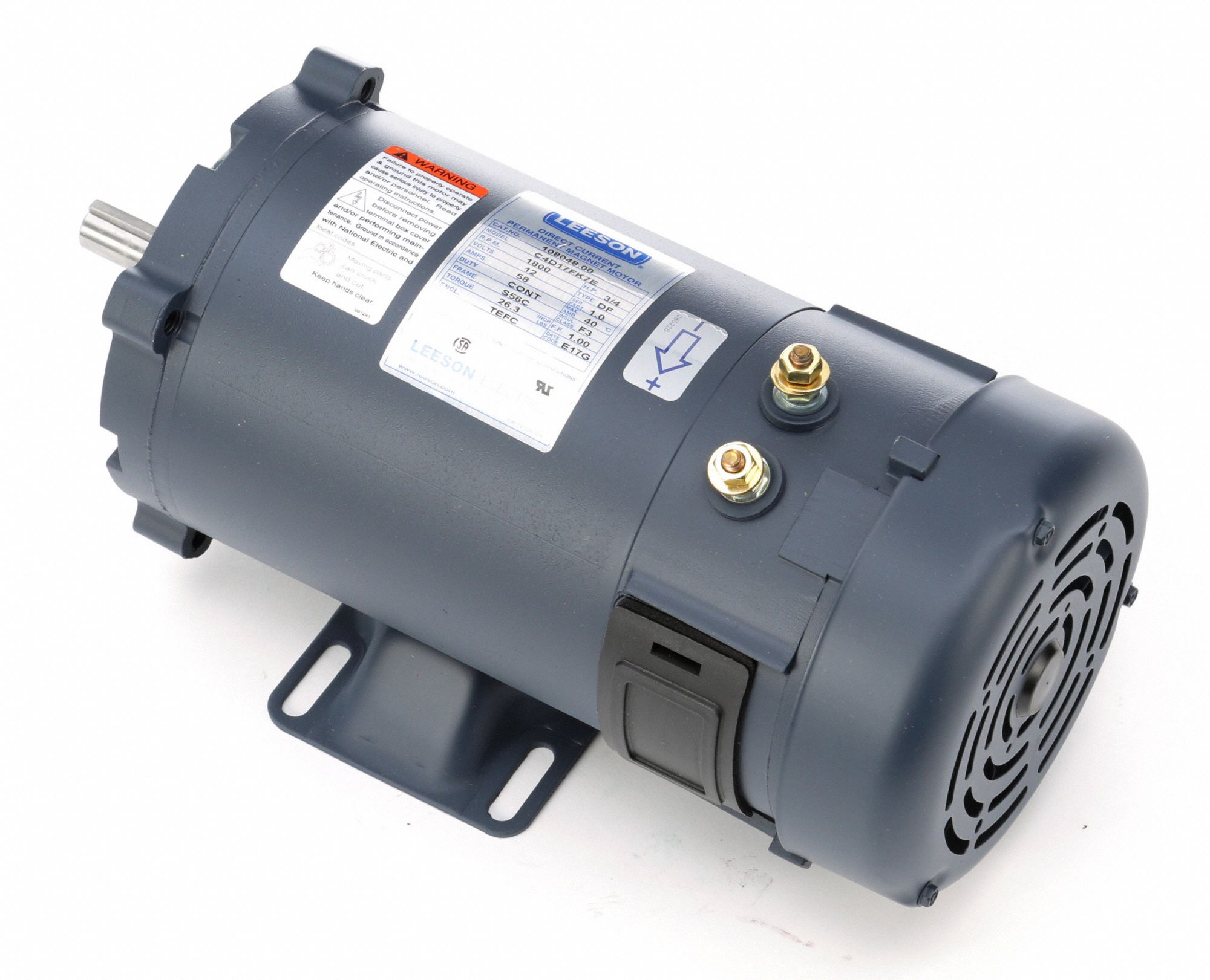 LEESON DC Permanent Motor 3/4 HP, 1,800 Nameplate RPM, 56C
