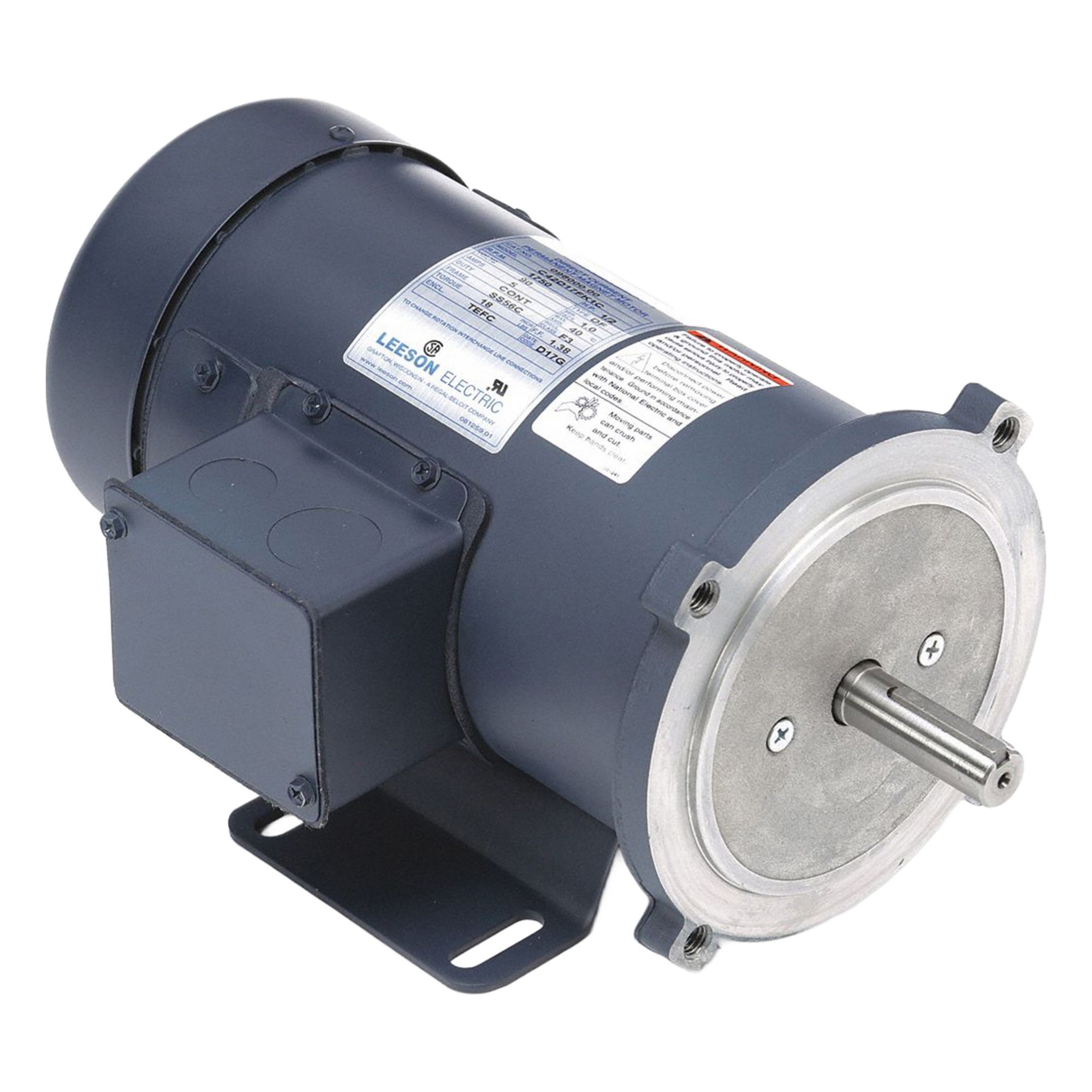 DC Permanent Magnet Motor: 1/2 hp, 1, 750 RPM, 56C Frame Size, Totally Enclosed Fan Cooled
