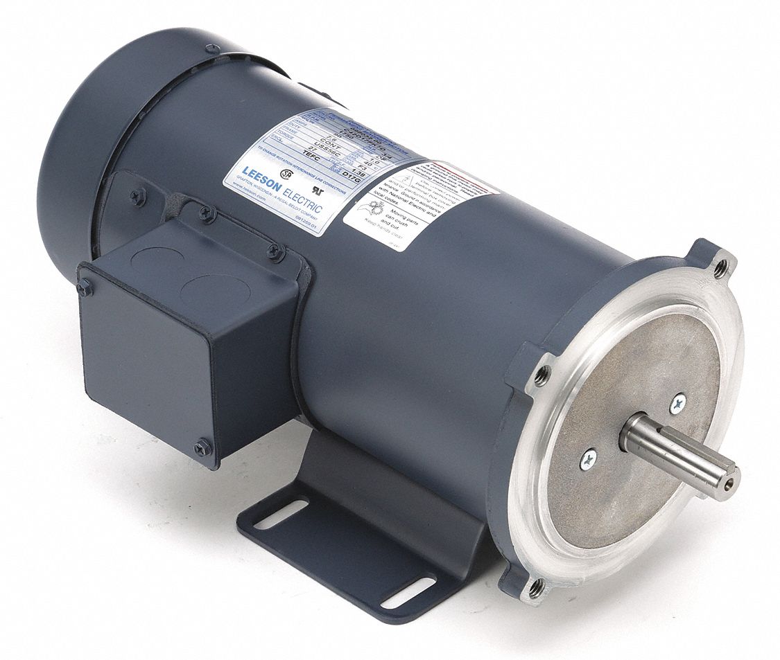 LEESON DC Permanent Magnet Motor: 3/4 HP, 1,750 Nameplate RPM, 56C Frame,  Face/Base Mounting, 90V DC